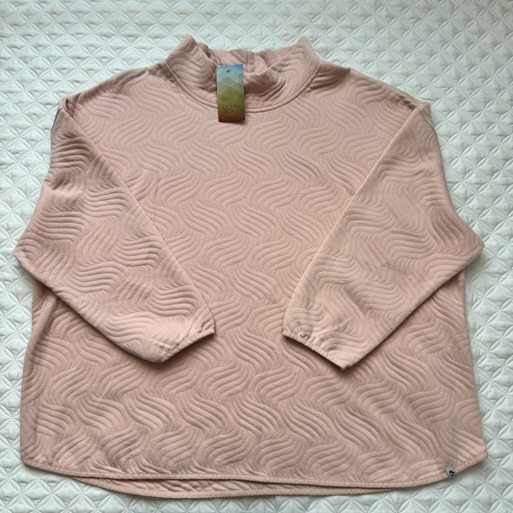 NWT Ocean + Coast Quilted Mock Neck Turtleneck Sweatshirt Blush Pink Size 4X